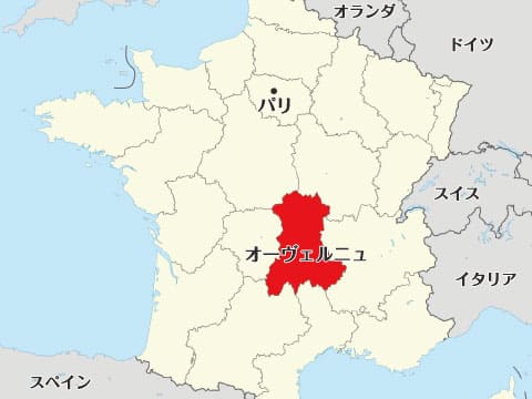 フランスオーヴェルニュのイラスト地図