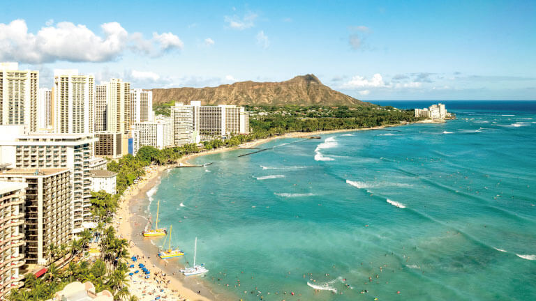 ハワイ・ワイキキビーチの景色
