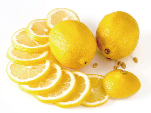 レモンとキレイに並べたレモンスライス