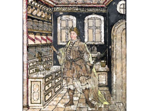 1730年南ドイツの薬剤師の絵